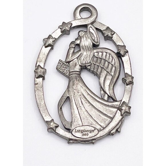 1999 Longaberger Faith Angel Pewter Ornament | Stars & Basket | - Picture 2 of 4